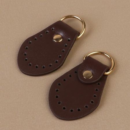 The loop is sewn for a bag, with a half -ring, steam, 7.5 × 4 cm, brown color/gold color-1