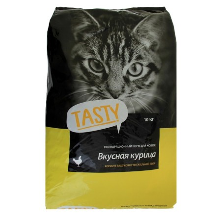 Dry food Tasty for adult cats, chicken, 10 kg