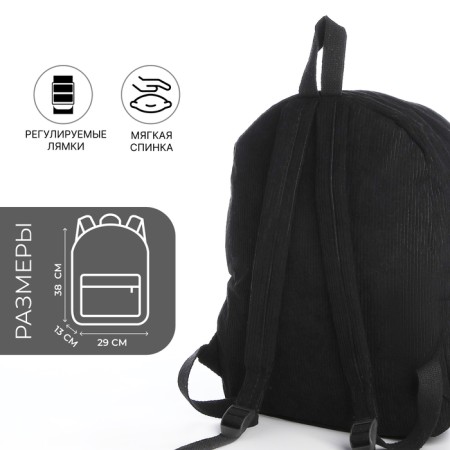 Young backpack from textiles on lightning, 4 pockets, black color-1