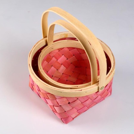 Set of wicker baskets, sequoia, d22x13/28 cm, d17x11/24 cm, 2 pcs., Pink-2