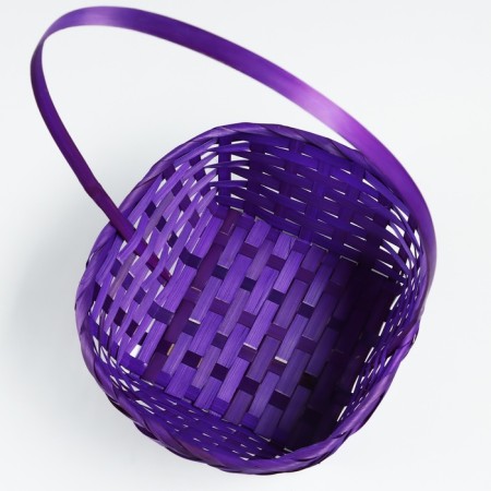 Set of wicker baskets, D19x9/32 cm, d22x9.5/34 cm, d25x10/36 cm, 3pcs, purple, bamboo-3