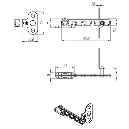 Plastic window opening limiter, l = 105, white 50 pcs-15