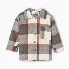 Children's shirt kaftan insulated, gray-beige color, size 30 (98-104 cm)