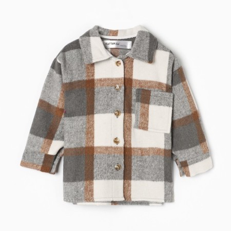 Children's shirt kaftan insulated, gray-beige color, size 30 (98-104 cm)