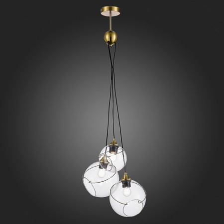 Suspended EVOLUCE lamp. Sle103113-03. Satturo. 3x60 watts, E27, 30x30x120 cm, golden color-1