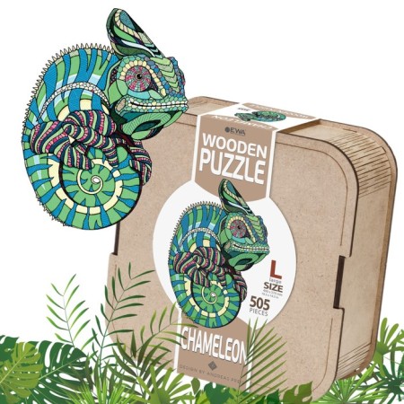 Wooden, figured puzzle Ewa "Chameleon", 49x37 cm-1
