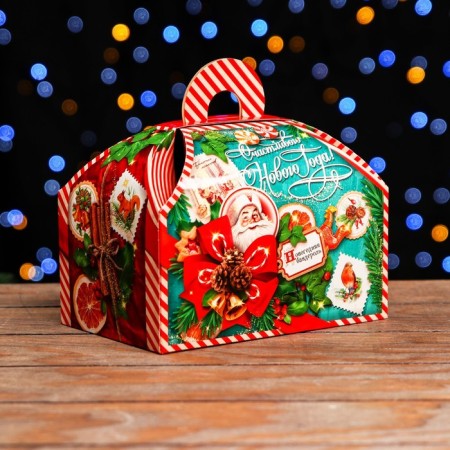 Gift Folding Box "Emerald Vintage" 19.5 x 13 x 14 cm