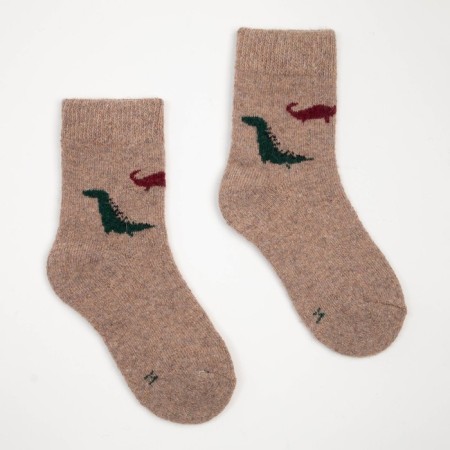 Children's woolen socks "dinosaurs", color mix, size 18-5
