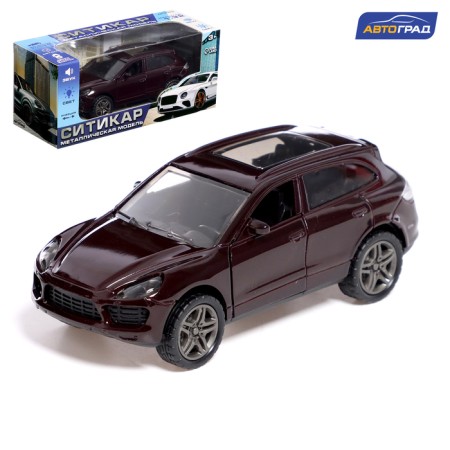Metal car "Kaen", inertia, 1:32, doors, light and sound effects, brown color open