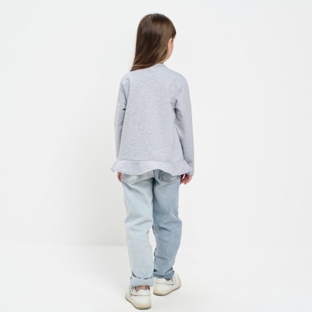 Свитшот для девочки с воланом KAFTAN "Basic line" размер 32 (110-116), цвет серый-11