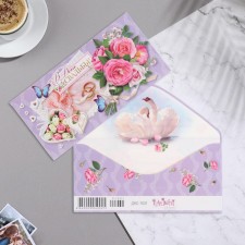 Конверт для денег "В День Свадьбы!" сиреневый цвет, 8,3х16,7 см