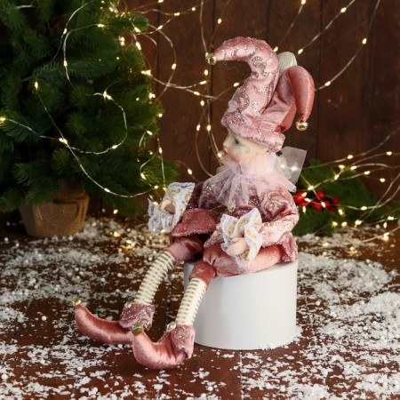 New Year's Jester "In an elegant suit" Music moves his head, 46 cm, lilac-3