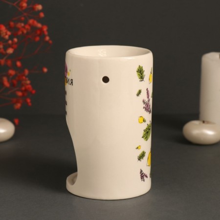 Aroma lamp ceramics "Formula of calm" White 7.2x7.2x11.6 cm-3