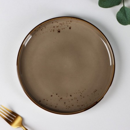 Porcelain dining plate Magistro "Cerera", d = 20 cm, brown color