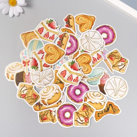 Stickers for creativity "Sweets" embossing gold set 48 pcs 9x7x0.8 cm-2