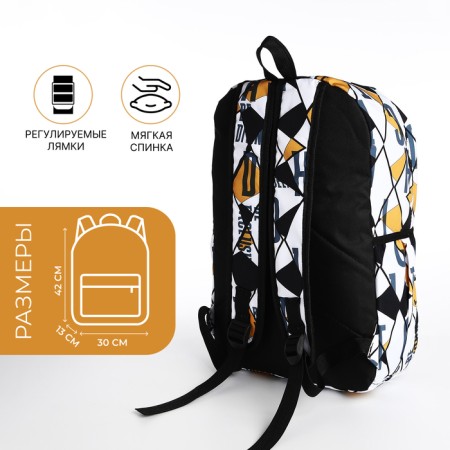 A backpack with a zipper, 3 outer pockets, black/yellow color-1