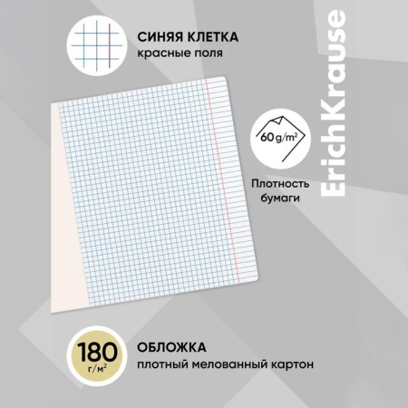 Notebook of 12 sheets in the Erichkrause cage "Funny beasts", covered cardboard, an offset block 100% whiteness, mix-15