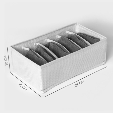 Organizer for storing linen LadOM, 6 cells, 28 × 16 × 10 cm, white color-2