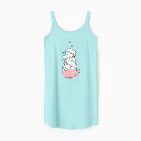 Night shirt female "cats", blue color, size 44