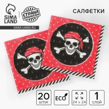 Cалфетки «Пират», 25х25 см, набор 20 шт.