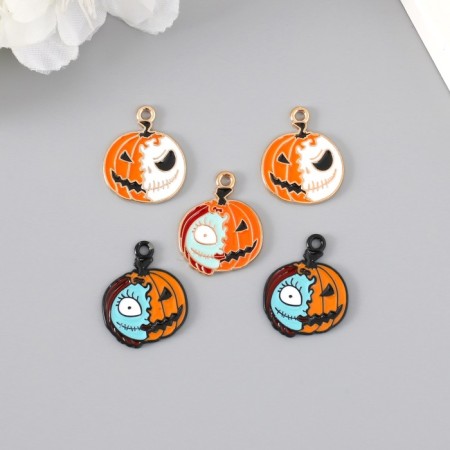 Decor for creativity Metal "Pumpkin/Face" enamel mix 2.6x2 cm