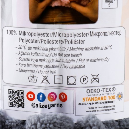 Yarn "Puffy" 100 % microopoliester 9m/100g (87 Holy Coal)-3