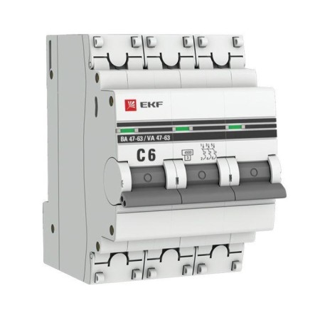 Circuit breaker automatic EKF MCB4763-3-06C-PRO 3P, 6A, 4.5ka