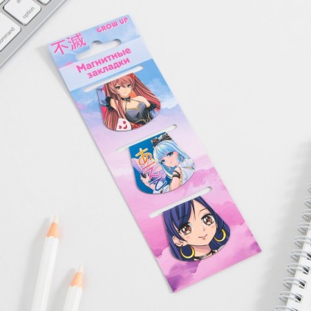 Magnetic bookmarks on the book “Anime. Girls ”, 3 pcs.-1