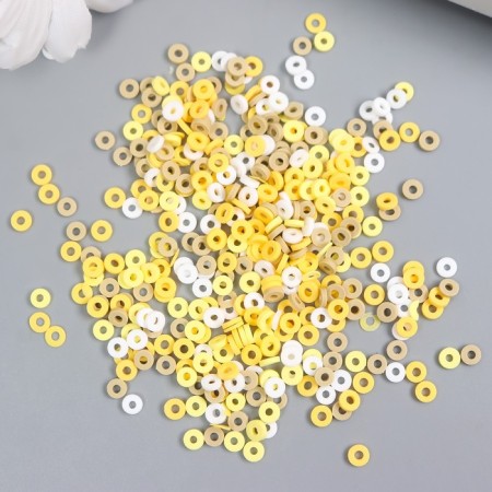 Beads for PVC creativity "Olive-white rings" set ≈ 330 pcs 0.1x0.4x0.4 cm
