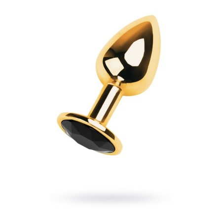 Anal plug with the Toyfa Metal rhinestone, golden, tourmaline, 7 cm, d = 2.8 cm