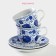 A set of tea ceramic shares "Russian pattern", 4 items: 2 cups 210 ml, 2 saucers d = 14.1 cm, blue blue color