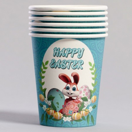 Paper glasses "Light Easter" with a bunny, 6 pcs-1