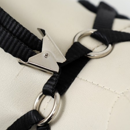 A set with a soft harness and a bow, size S, leash 120 x 1.5 cm, fire 23-42 cm, gray-7