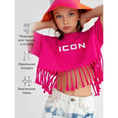 T -shirt for girls, height 134 cm, fuchsia color