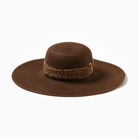 Women's hat Minaku "Leopard" Brown color, rr 56-58