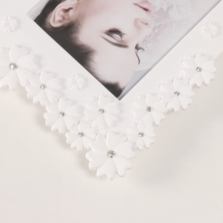 Photo frame plastic in 2 photos 10x15 cm "forget -me -nots" white, rhinestones 25x21 cm-2