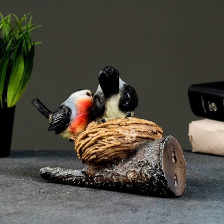 Suspended decor "Nest with bullfinches" 18x10.5x14.5cm.-2