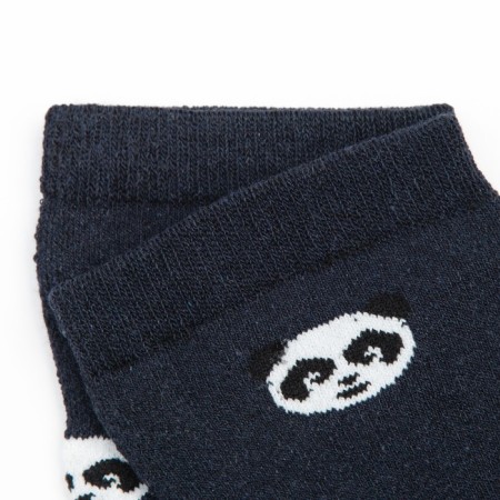 Women's terry socks "Panda", dark blue color, size 23-25-2