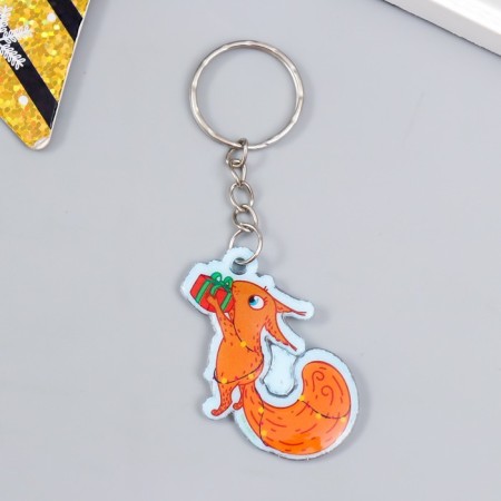 PVC keychain "Squirrel with a gift" soft 3x4 cm-2