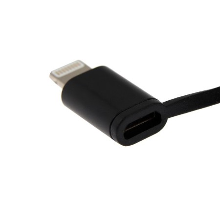 Windigo, 2 in 1, MicroUSB/Lightning - USB, 2 A, nylon braid, 1 m, black-4