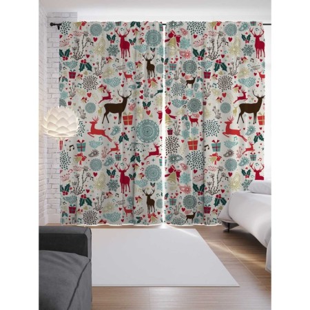 Photostes "New Year deer", Saten, size 145x265 cm, 2 pcs