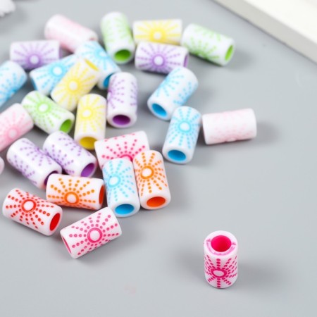 Beads for creativity plastic "Cylinders with the Sun" Color set 25 grams 1.7x1x1 cm-2