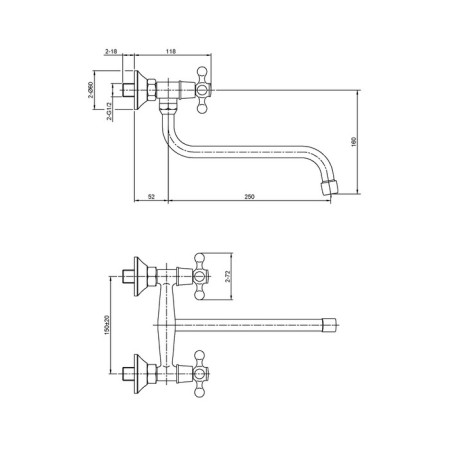Eleanti Elt6010 kitchen mixer, two -wound, wall, color chromium-1
