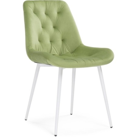 Chair on the Grass -Karkas Goyar Metal/Velur, White/Green 51x61x82 cm