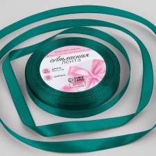 Satin tape, 10 mm × 23 ± 1 m, emerald color No. 126
