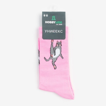 Socks "cat", pink color, size 36-40-4