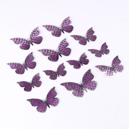 Set for decorating "butterflies" two -layer, set 12 pcs, color purple-1