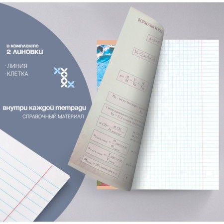 A set of subject notebooks of 48 sheets "light marble", 10 items, with reference material, covered cardboard, UV-lak (full), an offset unit-6