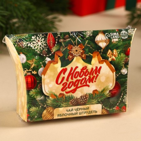 New Year! Black tea in the box "Christmas tree", taste: apple strudel, 20 g.-6