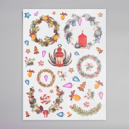 New Year sticker interior color "New Year's wreaths" 30x40 cm-2